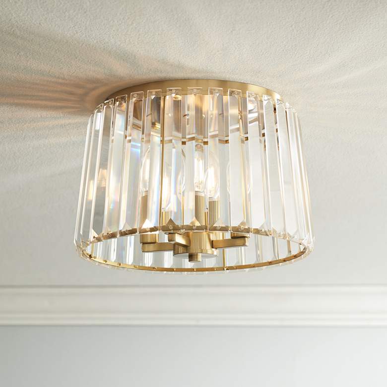 Image 1 Possini Euro Crawford 13" Modern Luxe Gold and Crystal Ceiling Light