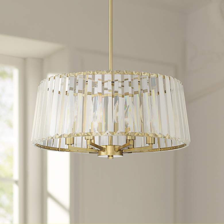 Image 1 Possini Euro Crawford 19 3/4 inch Wide Soft Gold and Crystal Pendant Light