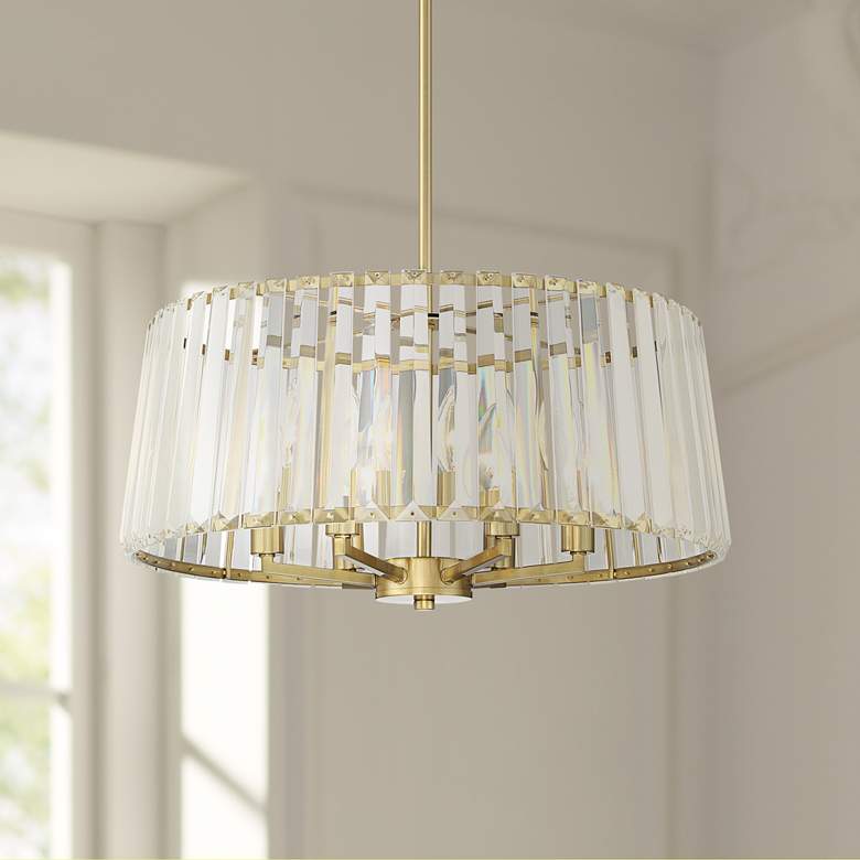 Image 1 Possini Euro Crawford 19 3/4" Wide Soft Gold and Crystal Pendant Light