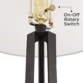 Image2 of Possini Euro Cream Faux Silk and Dark Bronze USB Table Lamps Set of 2 more views