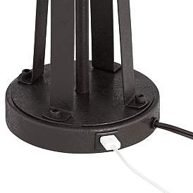 Image5 of Possini Euro Cream Faux Silk and Dark Bronze USB Table Lamps Set of 2 more views