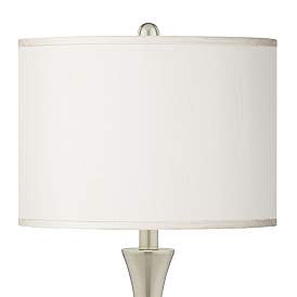 Image2 of Possini Euro Cream Faux Silk Brushed Nickel Touch Table Lamps Set of 2 more views