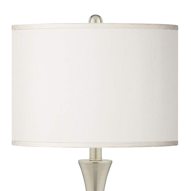 Image 2 Possini Euro Cream Faux Silk Brushed Nickel Touch Table Lamps Set of 2 more views