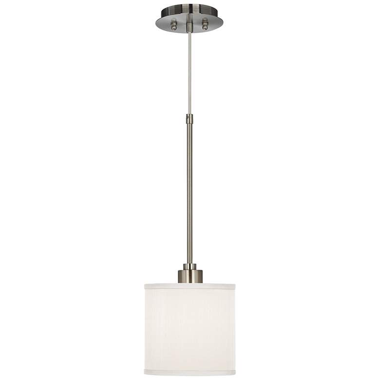Image 2 Possini Euro Cream White 7" Wide Textured Faux Silk Mini Pendant Light