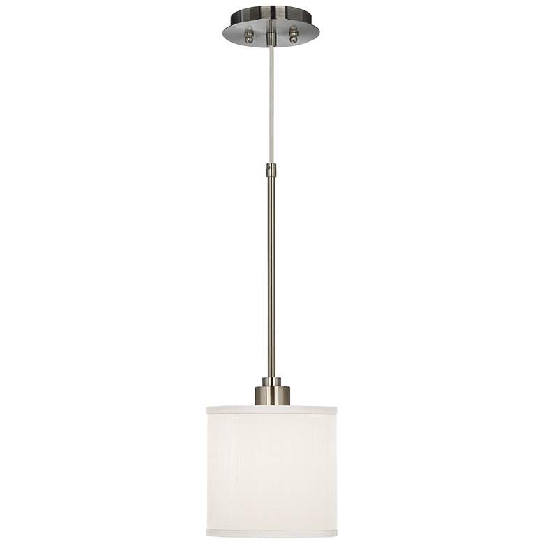 Image 2 Possini Euro Cream White 7 inch Wide Textured Faux Silk Mini Pendant Light