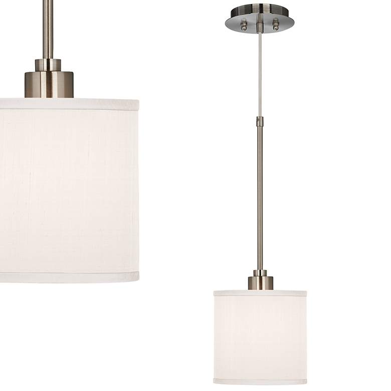 Image 1 Possini Euro Cream White 7" Wide Textured Faux Silk Mini Pendant Light
