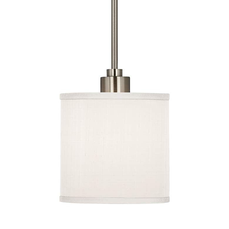 Image 3 Possini Euro Cream White 7" Wide Textured Faux Silk Mini Pendant Light more views