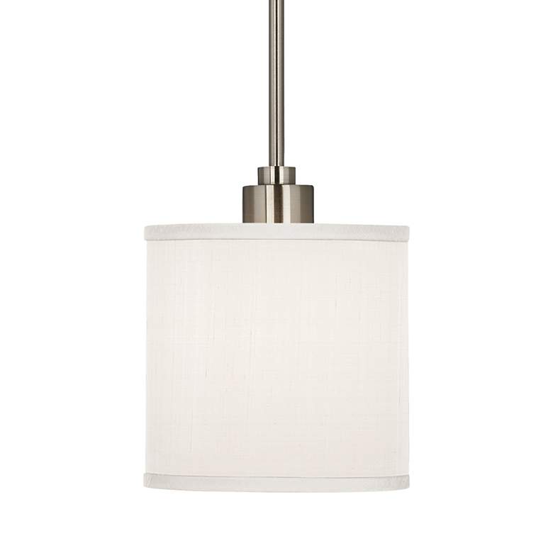 Image 3 Possini Euro Cream White 7 inch Wide Textured Faux Silk Mini Pendant Light more views