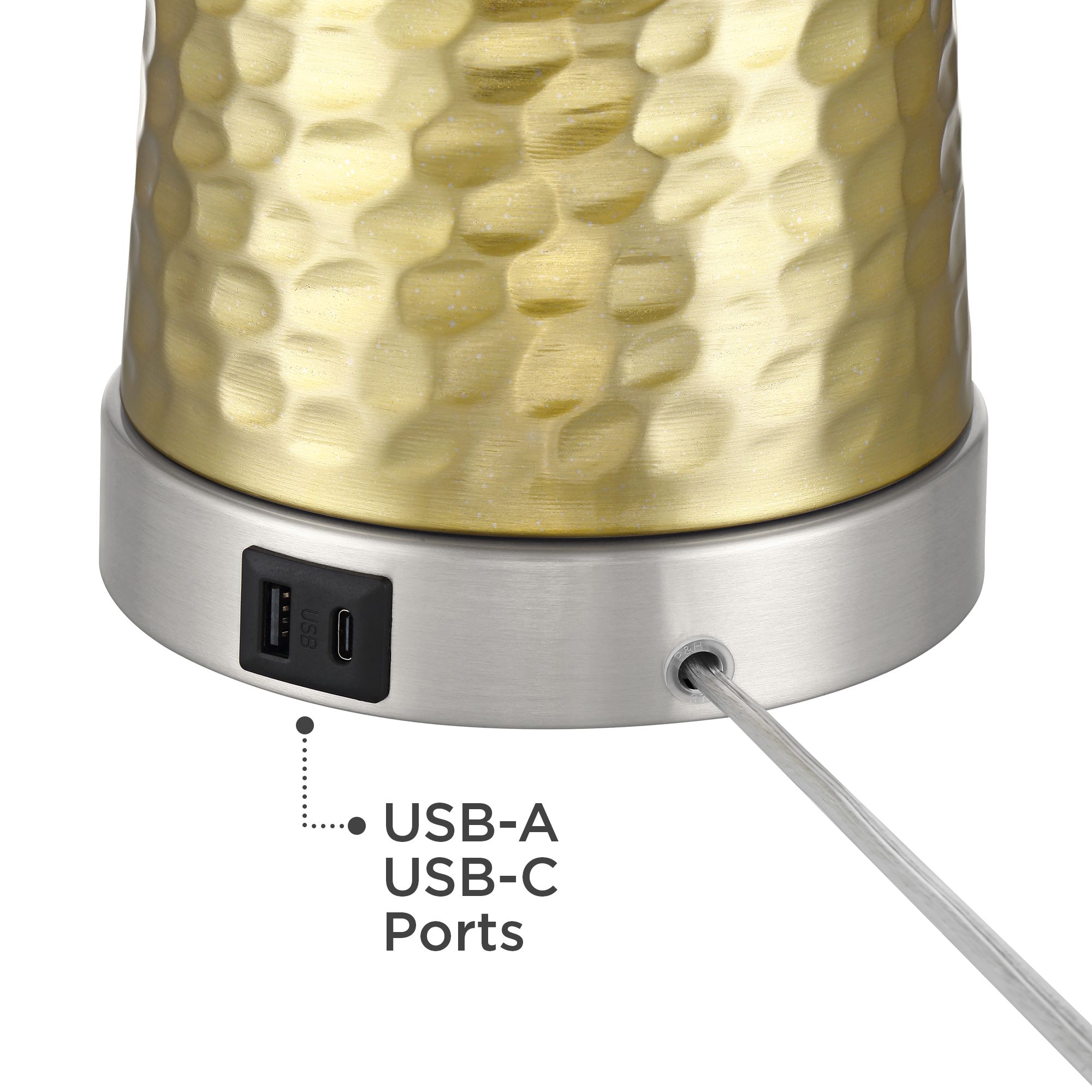 Image 4 Possini Euro Croley 27 1/2" High Hammered Gold USB Table Lamp Set of 2 more views