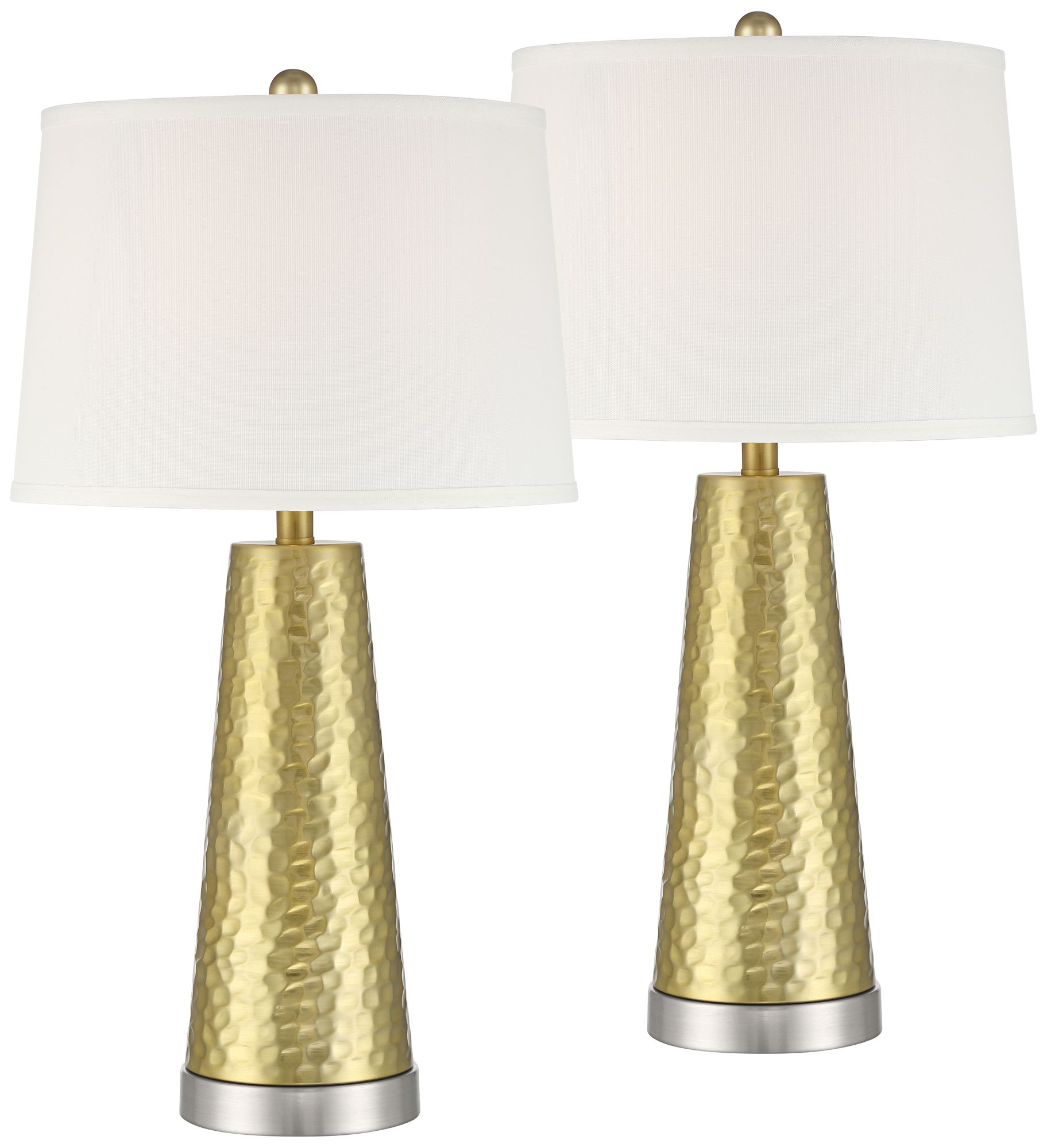 Image 2 Possini Euro Croley 27 1/2" High Hammered Gold USB Table Lamp Set of 2