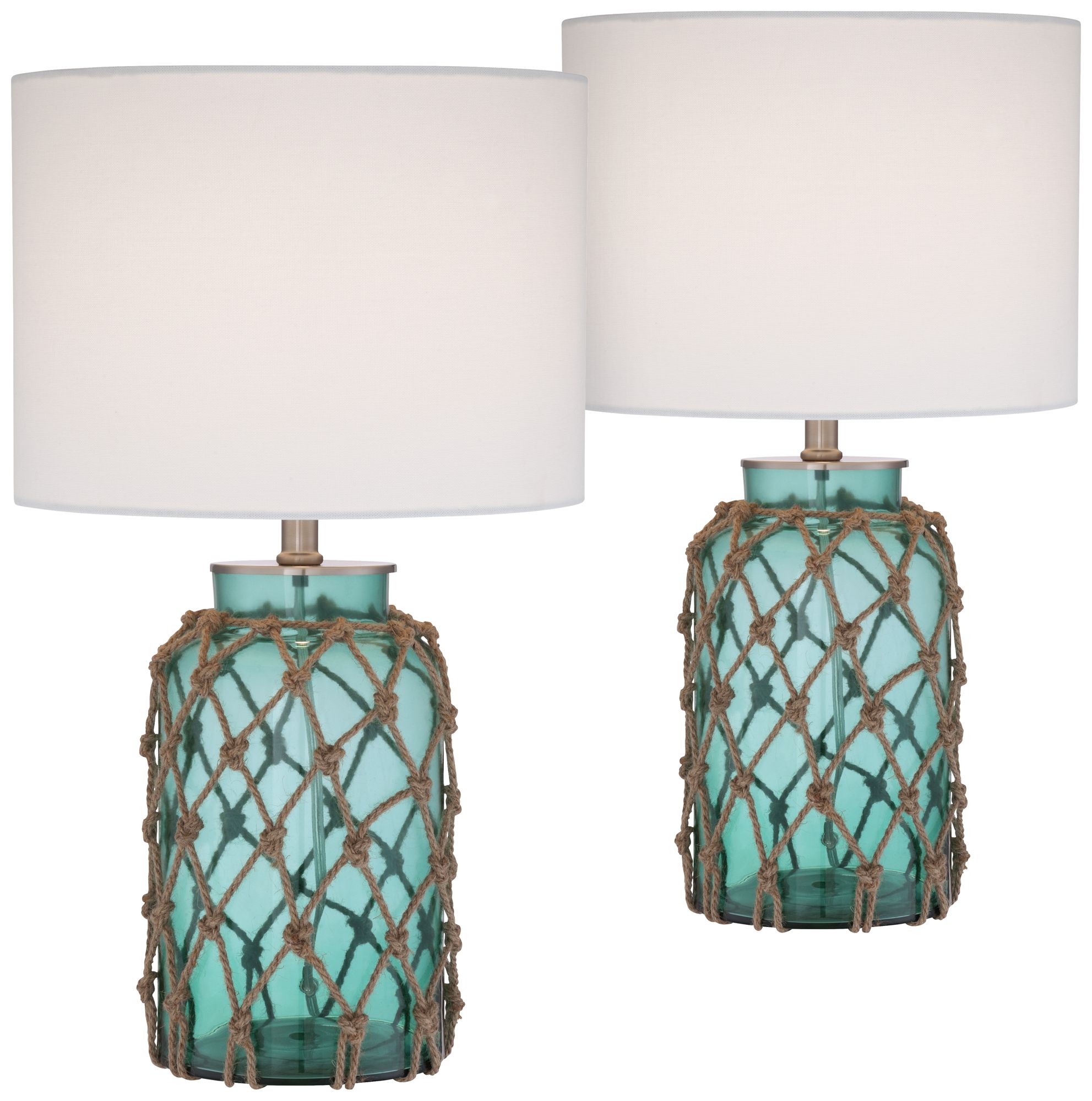Image 2 Possini Euro Crosby 22 1/2" Blue Glass Bottle Table Lamps Set of 2