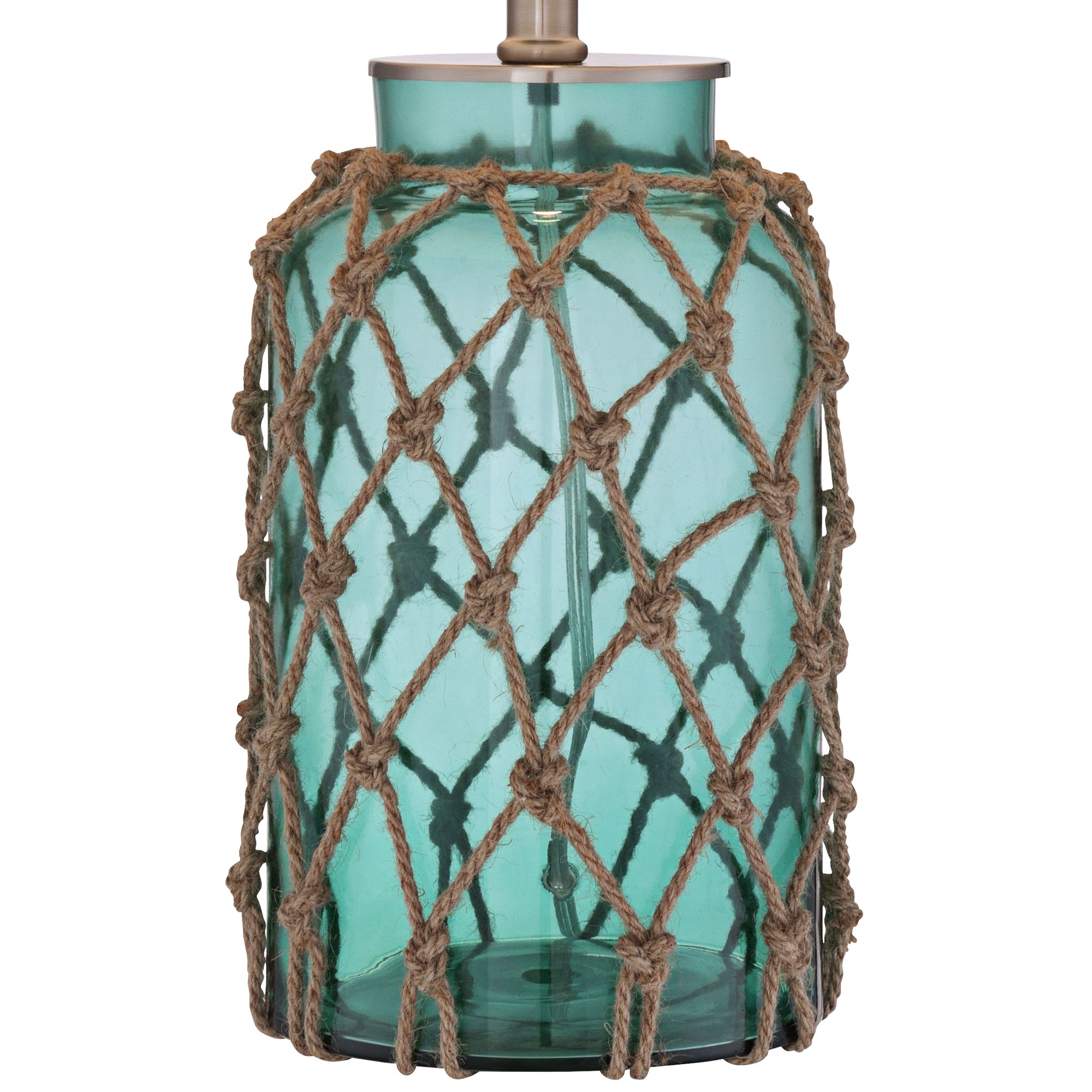 Image 4 Possini Euro Crosby 22 1/2" Blue-Green Bottle with Rope Glass Lamp more views