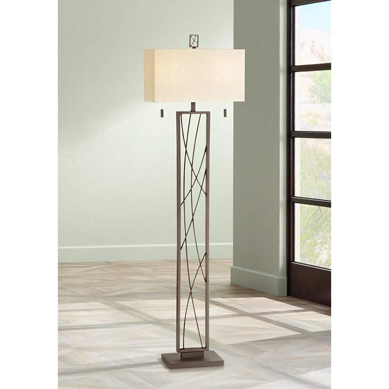 Image 1 Possini Euro Crossroads 64" Modern Cottage Metal Floor Lamp