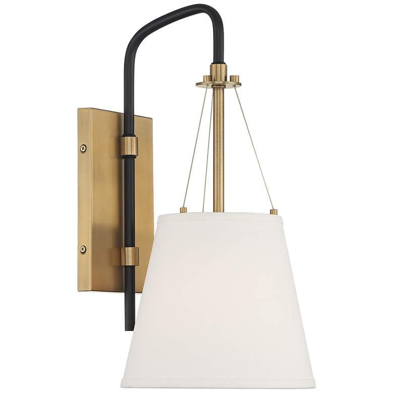 Image 3 Possini Euro Crysta 16 3/4 inch High Warm Brass and Black Wall Sconce