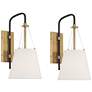 3_Possini Euro Crysta 16 3/4"H Warm Brass and Black Wall Sconce Set of 2