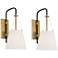 Possini Euro Crysta 16 3/4"H Warm Brass and Black Wall Sconce Set of 2