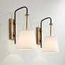 2_Possini Euro Crysta 16 3/4"H Warm Brass and Black Wall Sconce Set of 2