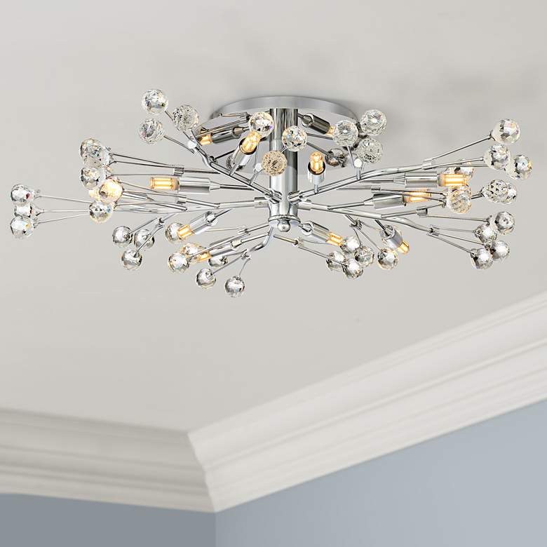 Image 1 Possini Euro Crystal Berry Chrome 10-Light LED Ceiling Light
