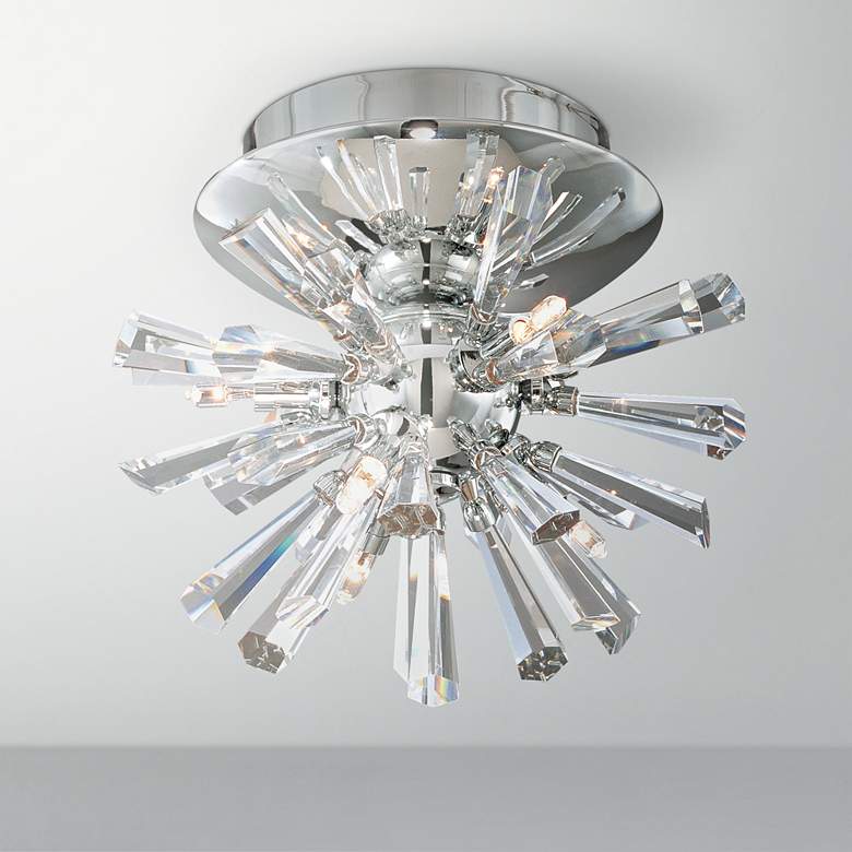 Image 1 Possini Euro Crystal Burst 8 inch Wide Chrome Ceiling Light