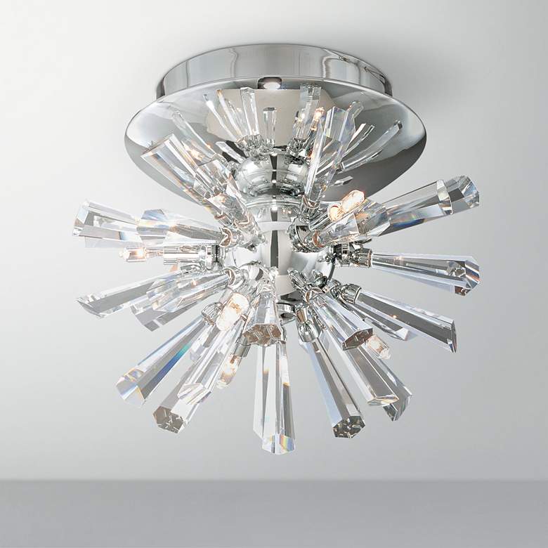 Image 1 Possini Euro Crystal Burst 8" Wide Chrome Ceiling Light