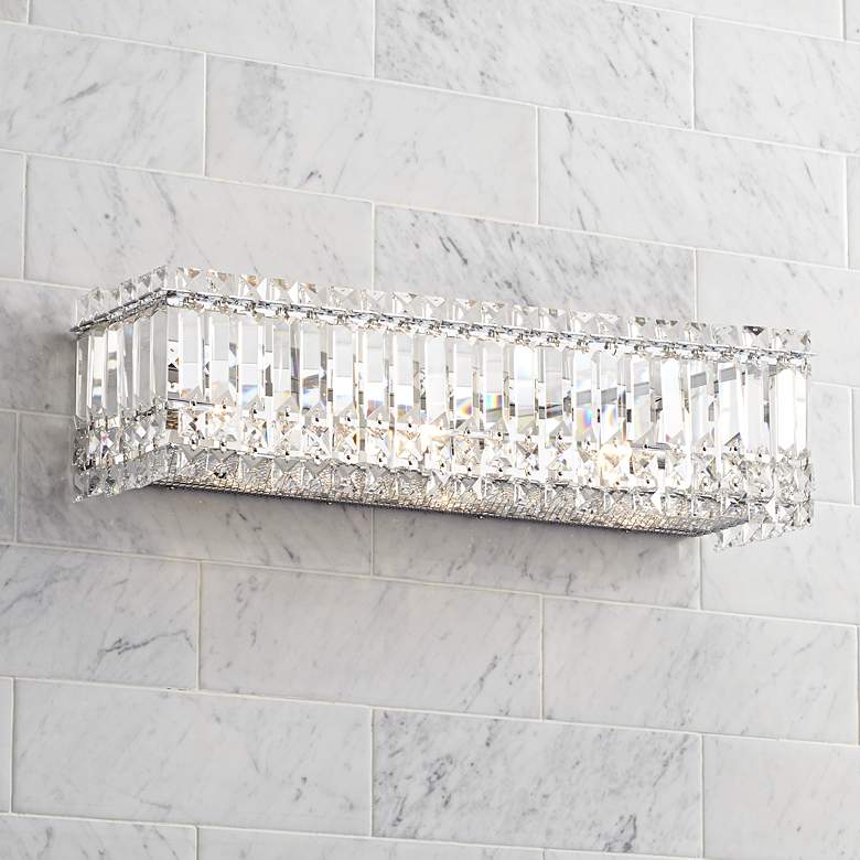 Possini Euro Crystal Columns 23&quot; Wide Chrome and Crystal Bath Light