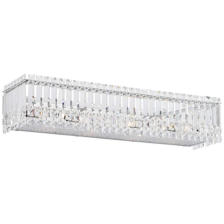 Image 6 Possini Euro Crystal Columns 30" Wide Chrome LED Bath Light more views