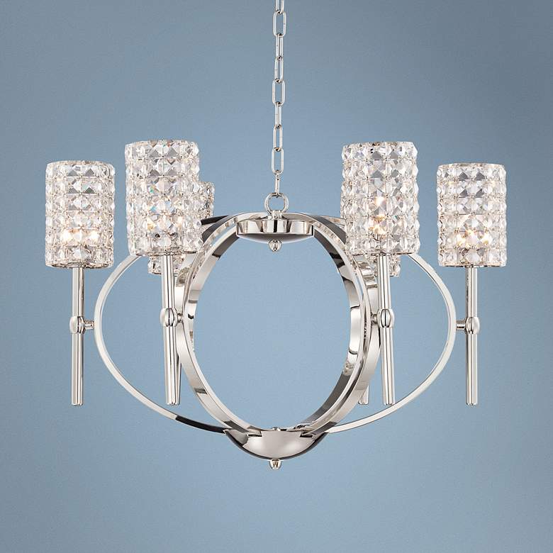 Image 1 Possini Euro Crystal Cube 25 1/2 inch Wide Chrome Chandelier