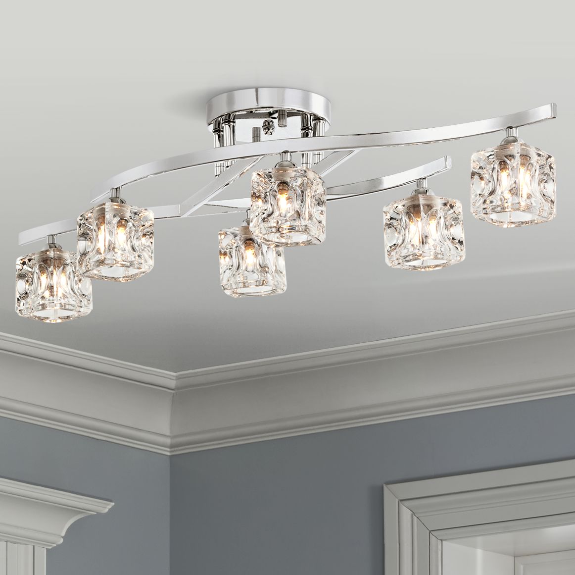 Chrome ceiling 2024 light fixtures