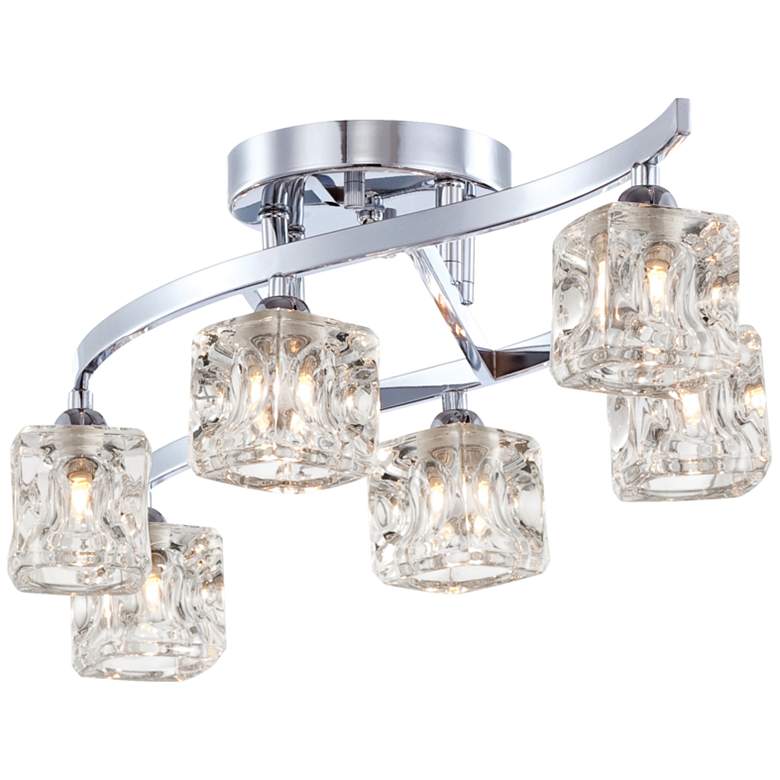 Image 6 Possini Euro Crystal Cube 30 1/2 inch Wide Modern Chrome Ceiling Light more views