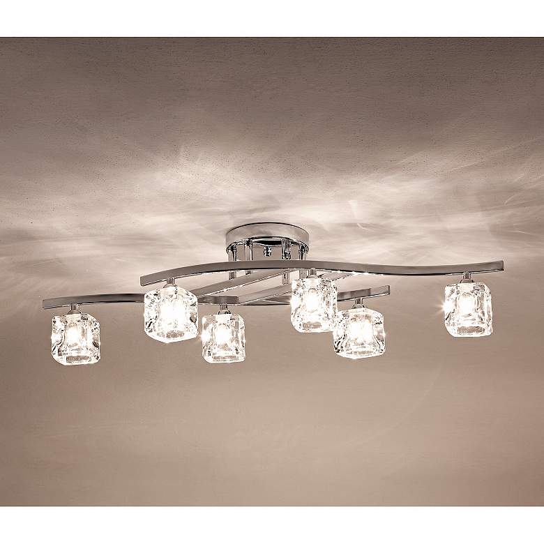 Image 7 Possini Euro Crystal Cube 30 1/2 inch Wide Modern Chrome Ceiling Light more views