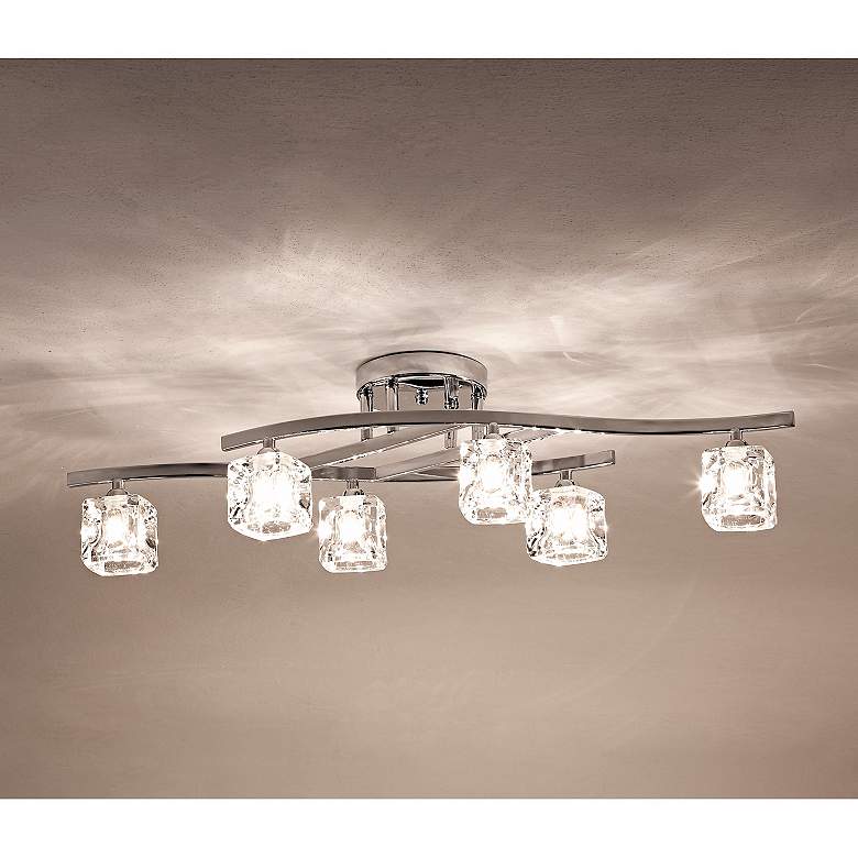 Image 7 Possini Euro Crystal Cube 30 1/2" Wide Modern Chrome LED Ceiling Light more views