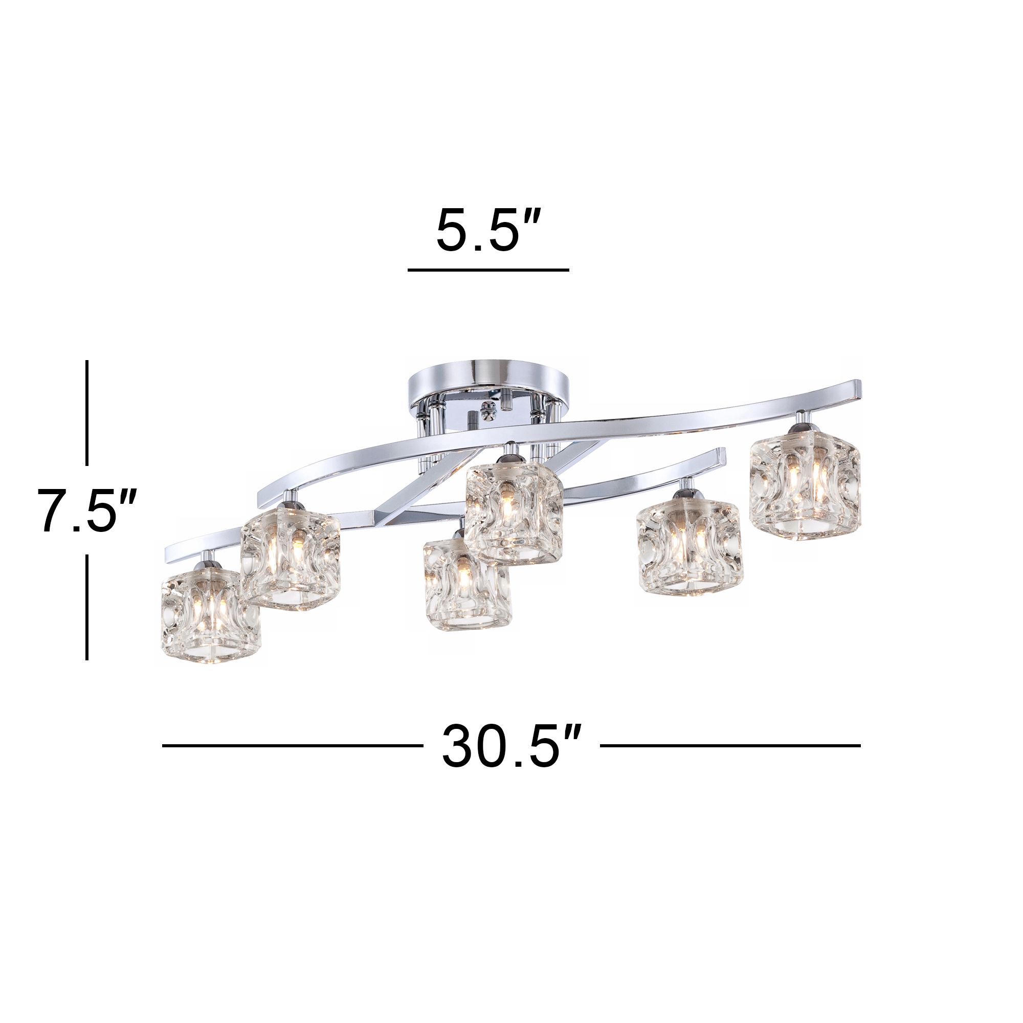 Possini Euro Crystal Cube 30 1/2" Wide Modern Chrome LED Ceiling Light