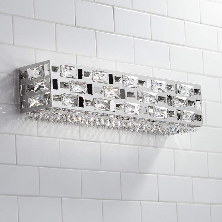 Image 2 Possini Euro Crystal Rain 24" Wide Modern Chrome LED Bath Light