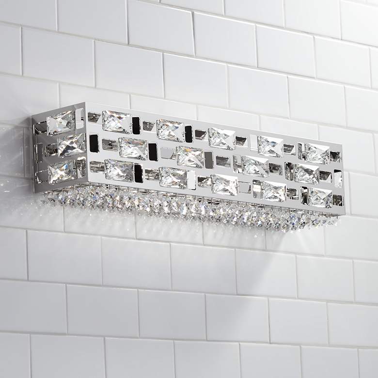 Image 1 Possini Euro Crystal Rain 24 inch Wide Modern Chrome LED Bath Light