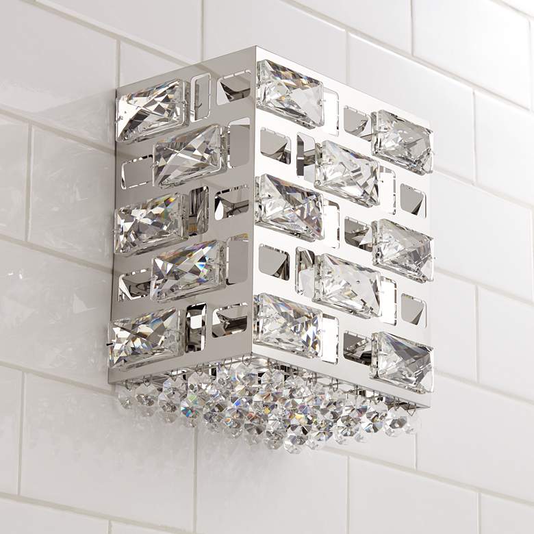 Image 1 Possini Euro Crystal Rain 8" High Modern Chrome LED Wall Sconce