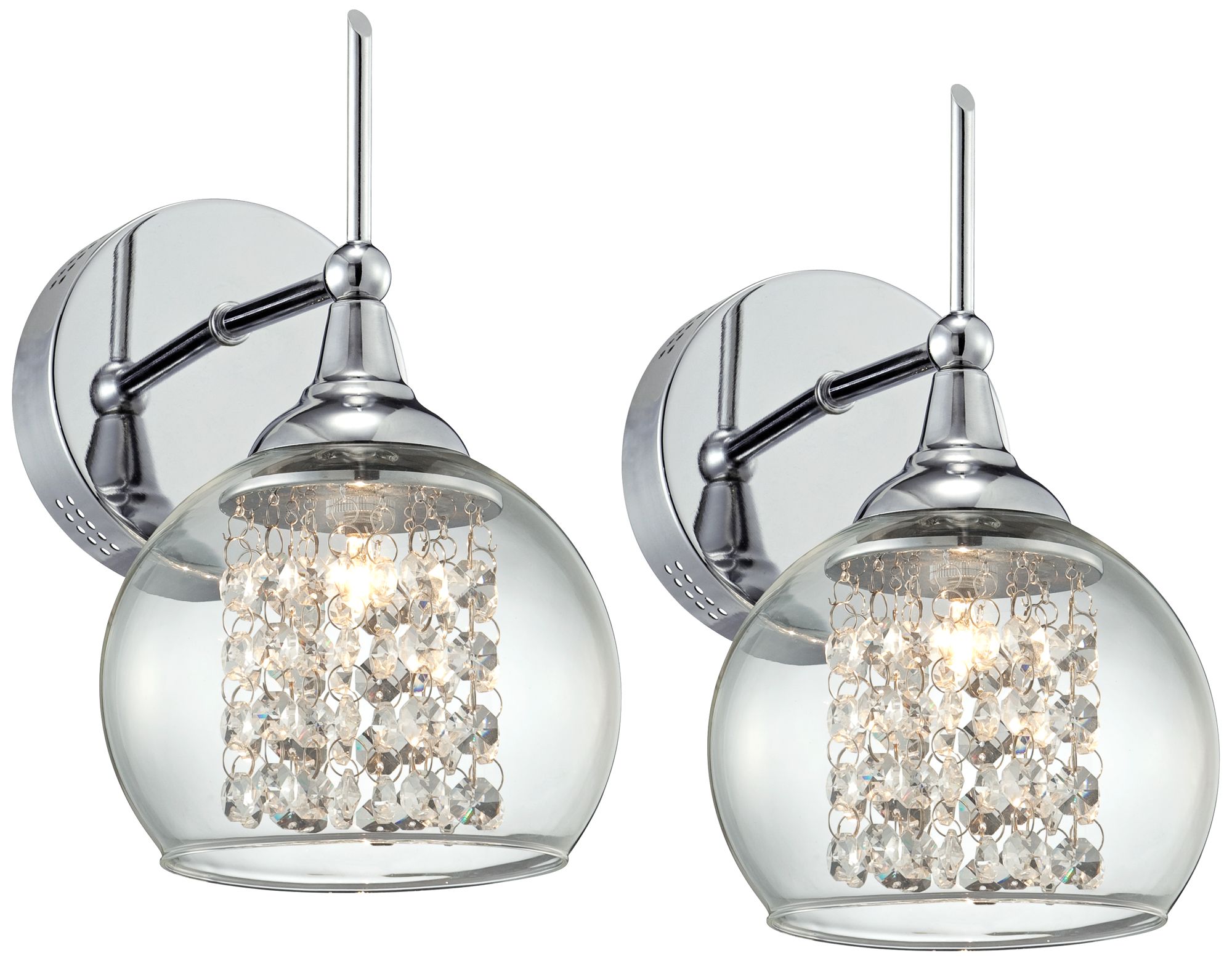 Possini Euro Crystal Rainfall 10" High Chrome Wall Sconce Set of 2