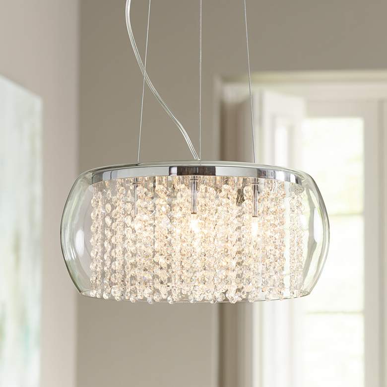 Image 1 Possini Euro Crystal Rainfall 17" Wide Glass Drum Chandelier