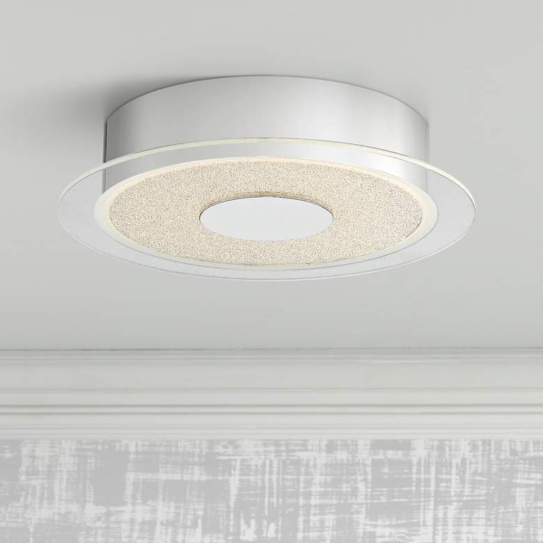 Image 1 Possini Euro Crystal Sand 11" Wide Modern LED Chrome Ceiling Light