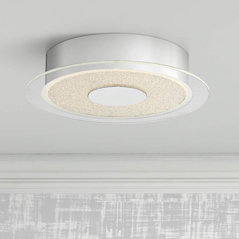 Image 1 Possini Euro Crystal Sand 11 inch Wide Modern LED Chrome Ceiling Light