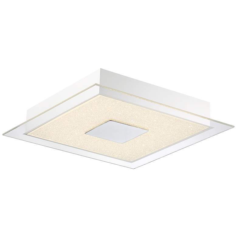 Possini Euro Crystal Sand 14&quot; Wide Square LED Ceiling Light