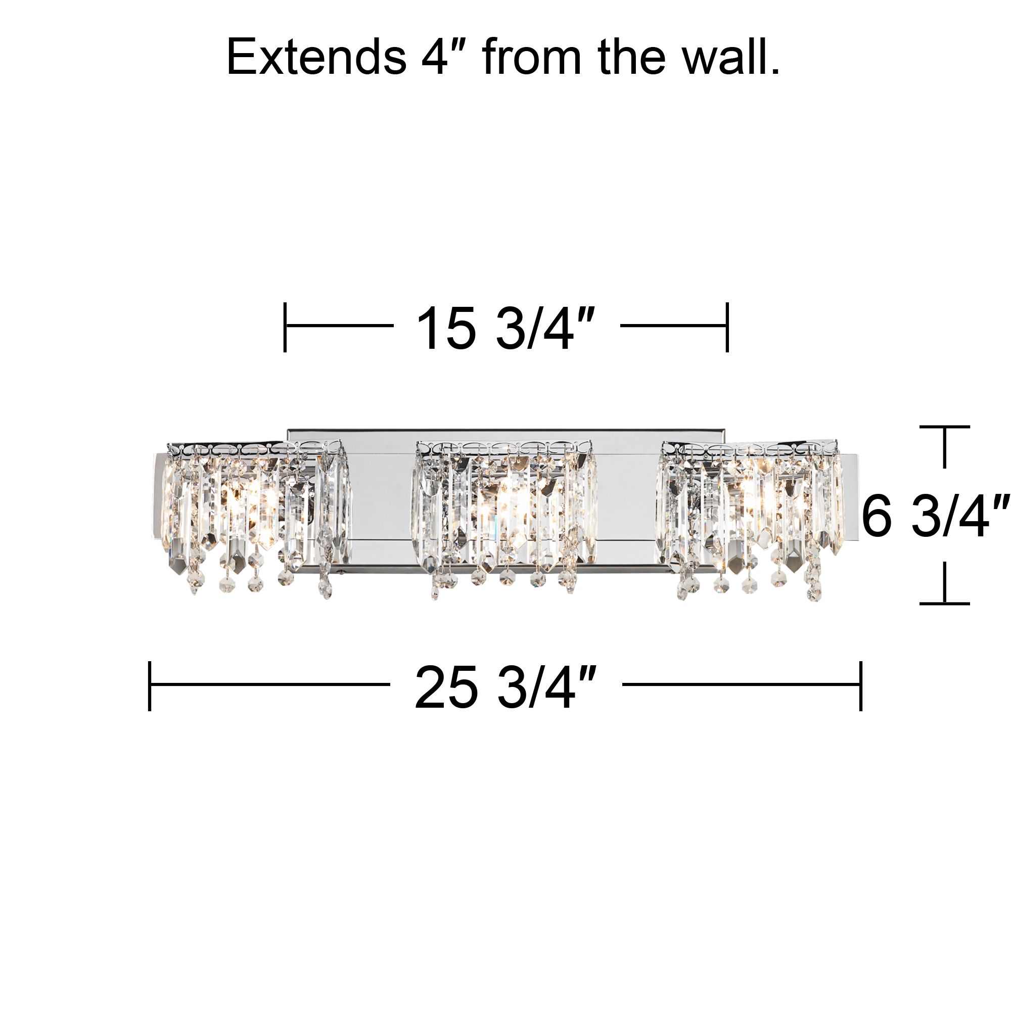 Possini Euro Crystal Strand 25 3/4" Wide Modern Chrome Bath Light in scene