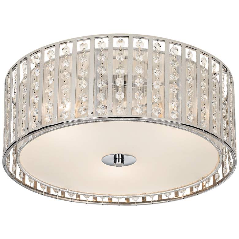 Possini Euro Crystal Strands 15 3/4&quot; Wide Drum Ceiling Light more views