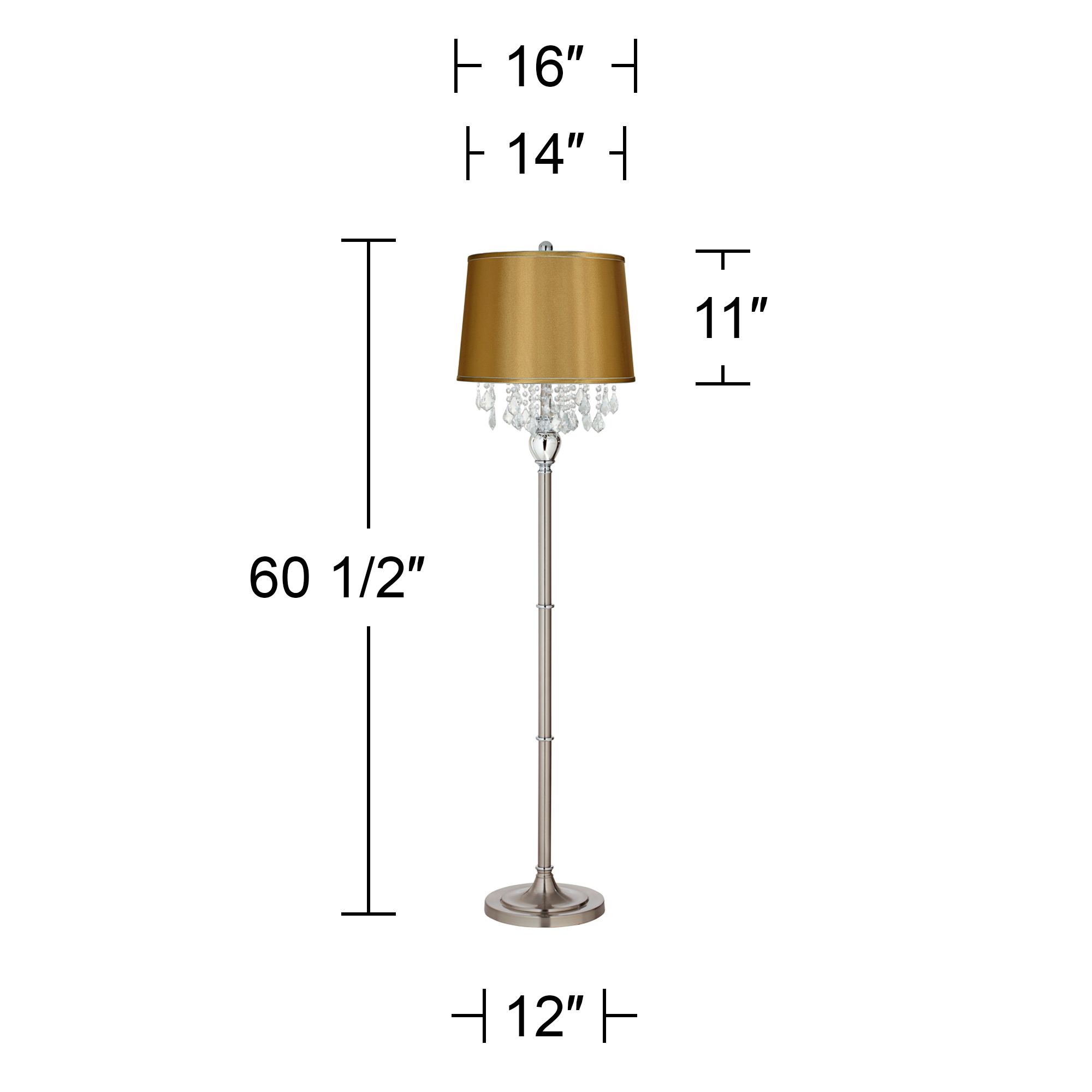 Image 5 Possini Euro Crystals 60 1/2" Steel Floor Lamp with Gold Satin Shade more views
