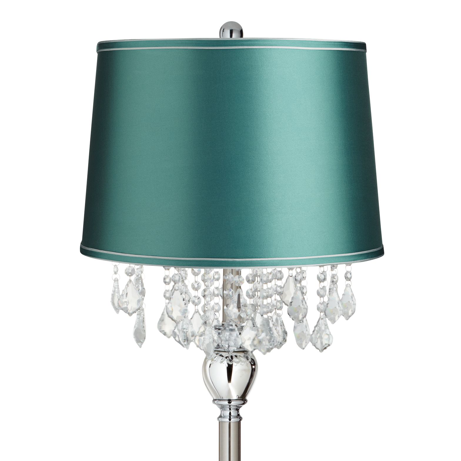 Image 2 Possini Euro Crystals 60 1/2" Teal Blue Shade Satin Steel Floor Lamp more views