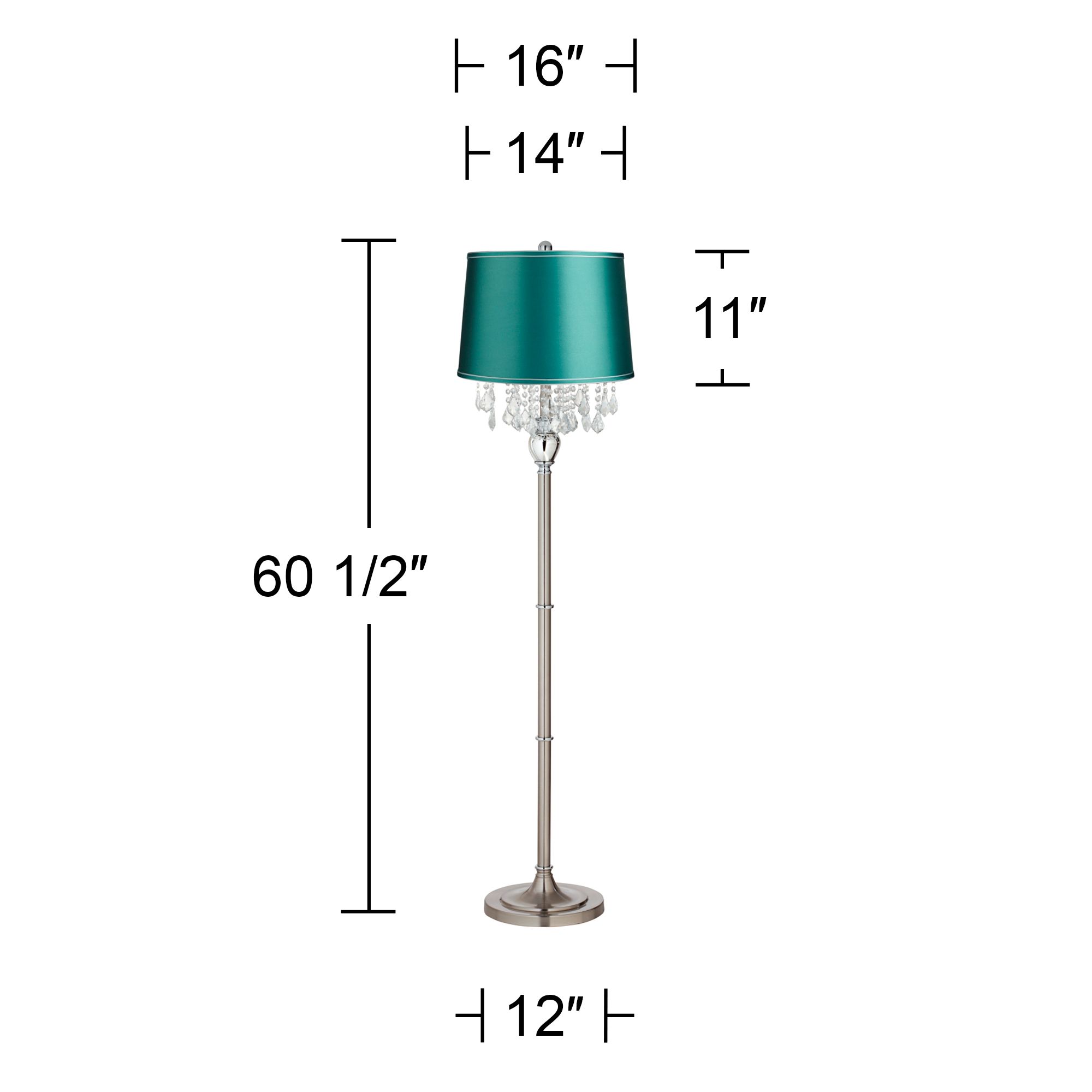 Image 5 Possini Euro Crystals 60 1/2" Teal Blue Shade Satin Steel Floor Lamp more views