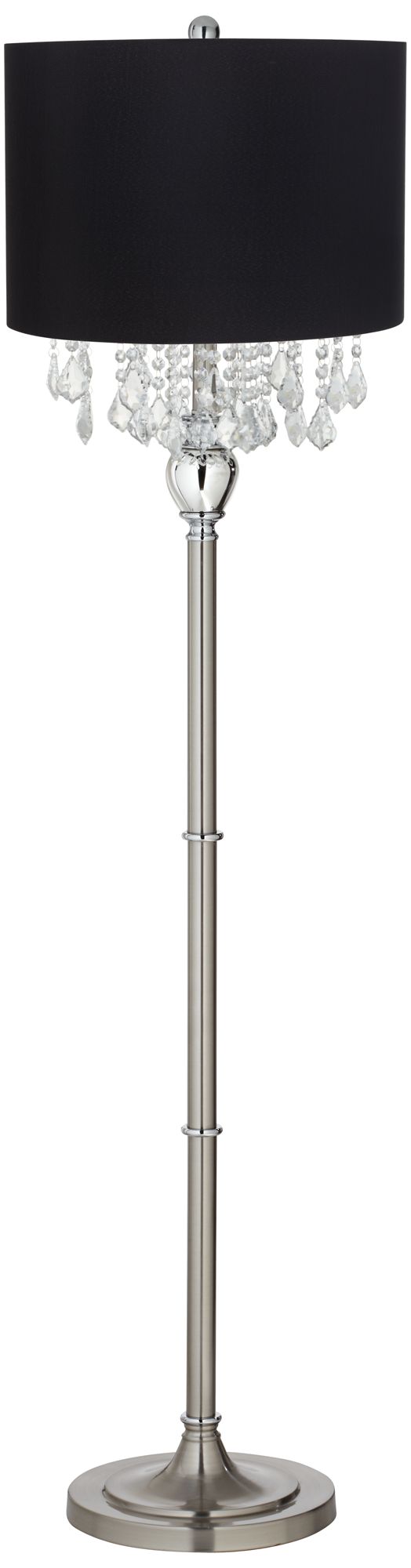 Possini Euro Crystals 62 1/2" Black Shade Brushed Nickel Floor Lamp
