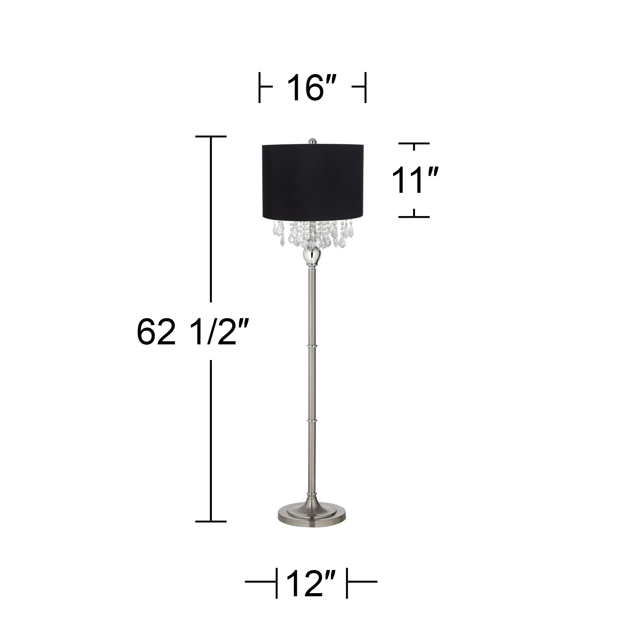 Image 4 Possini Euro Crystals 62 1/2" Black Shade Brushed Nickel Floor Lamp more views