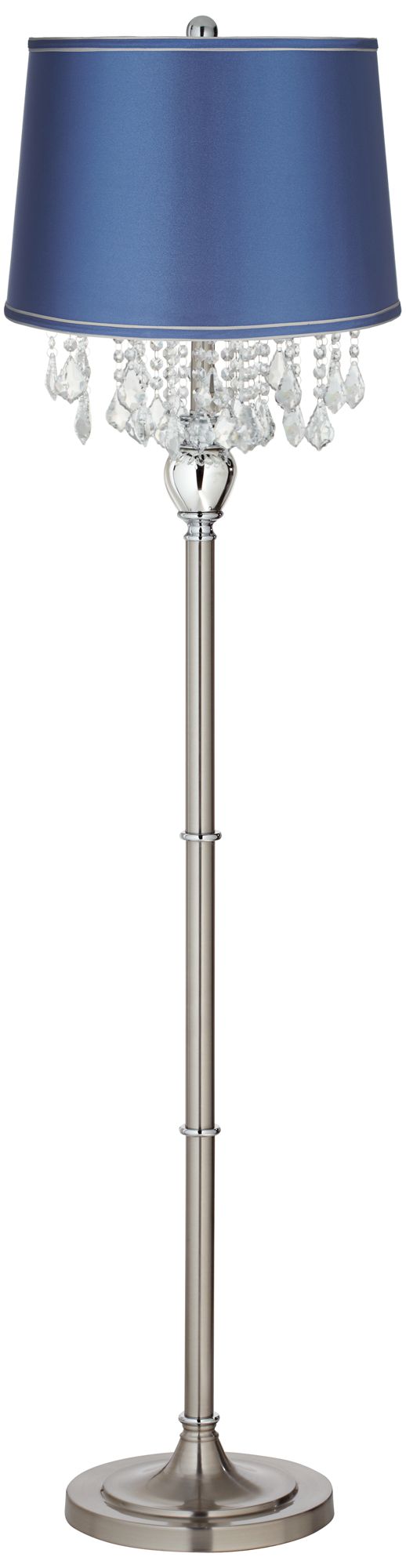 Possini Euro Crystals 62 1/2" Blue Satin and Brushed Nickel Floor Lamp