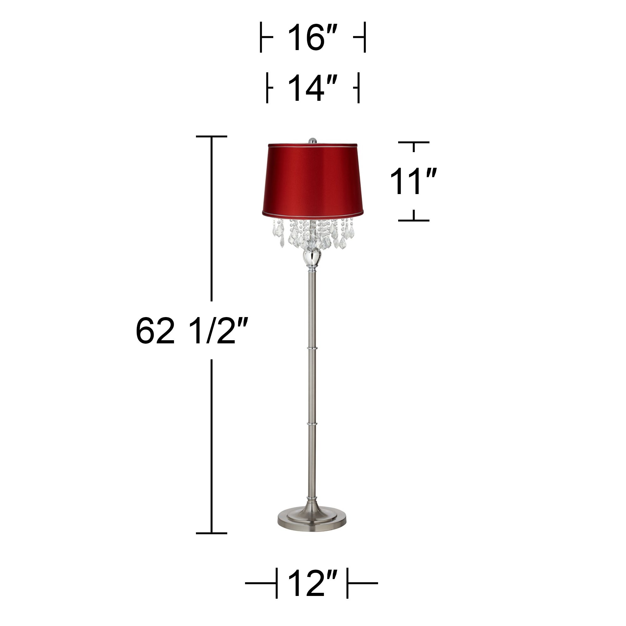 Image 4 Possini Euro Crystals 62 1/2" Satin Red and Brushed Nickel Floor Lamp more views