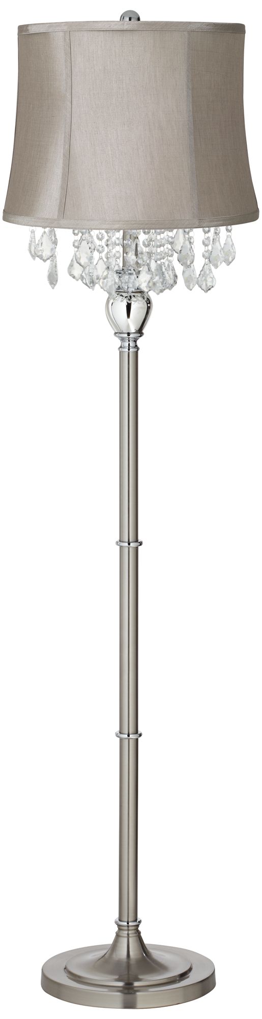 Possini Euro Crystals 62 1/2" Taupe Gray Brushed Nickel Floor Lamp